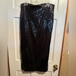 Mango Black Sequin Midi Skirt